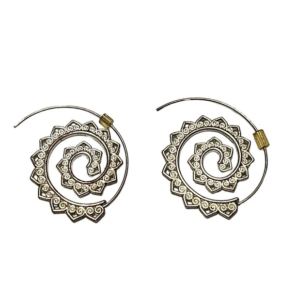 Vintage Boho Silver Gold Tone Disc Beaded Dangle Drop Earrings Fashion Jewelry - Picture 1 of 4